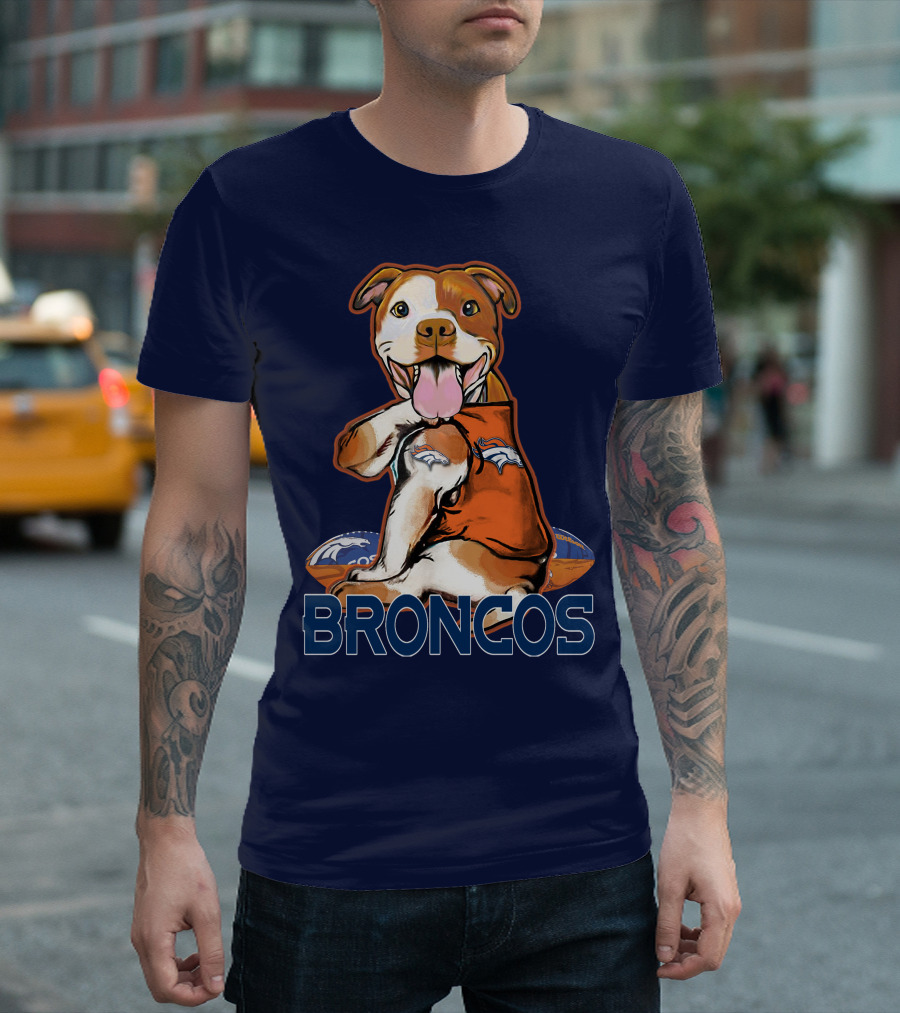Pittbull Broncos Denver Football Puppy T-Shirt