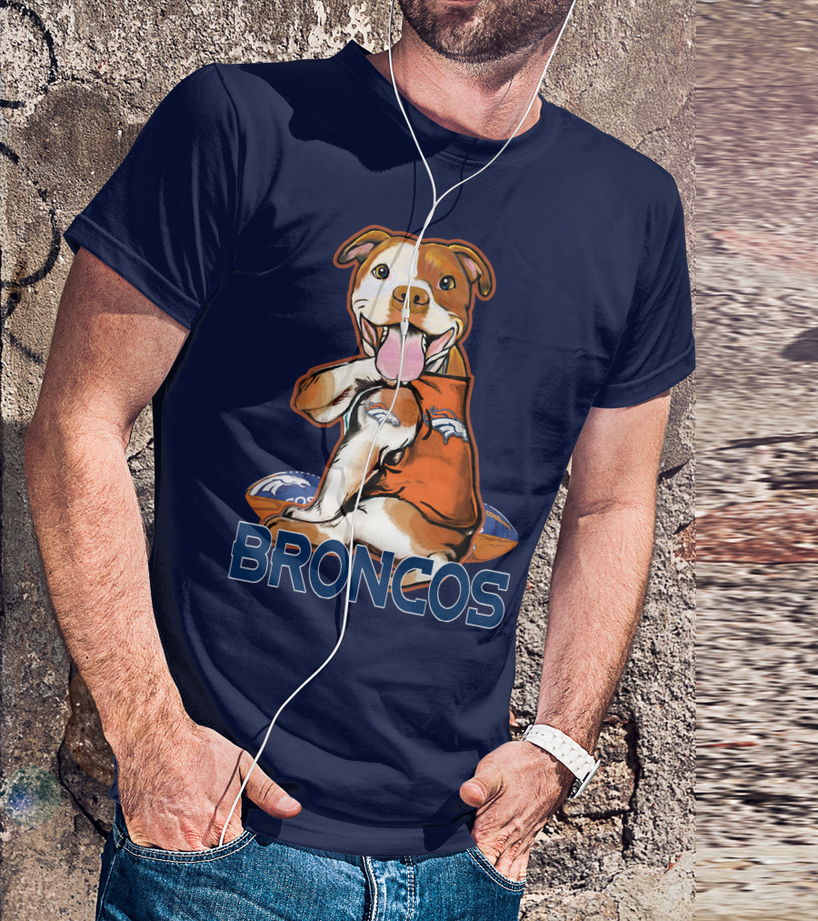 Pittbull Broncos Denver Football Puppy T-Shirt