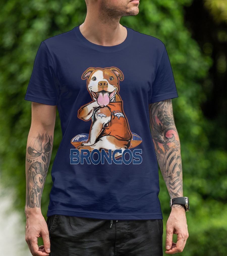 Pittbull Broncos Denver Football Puppy T-Shirt