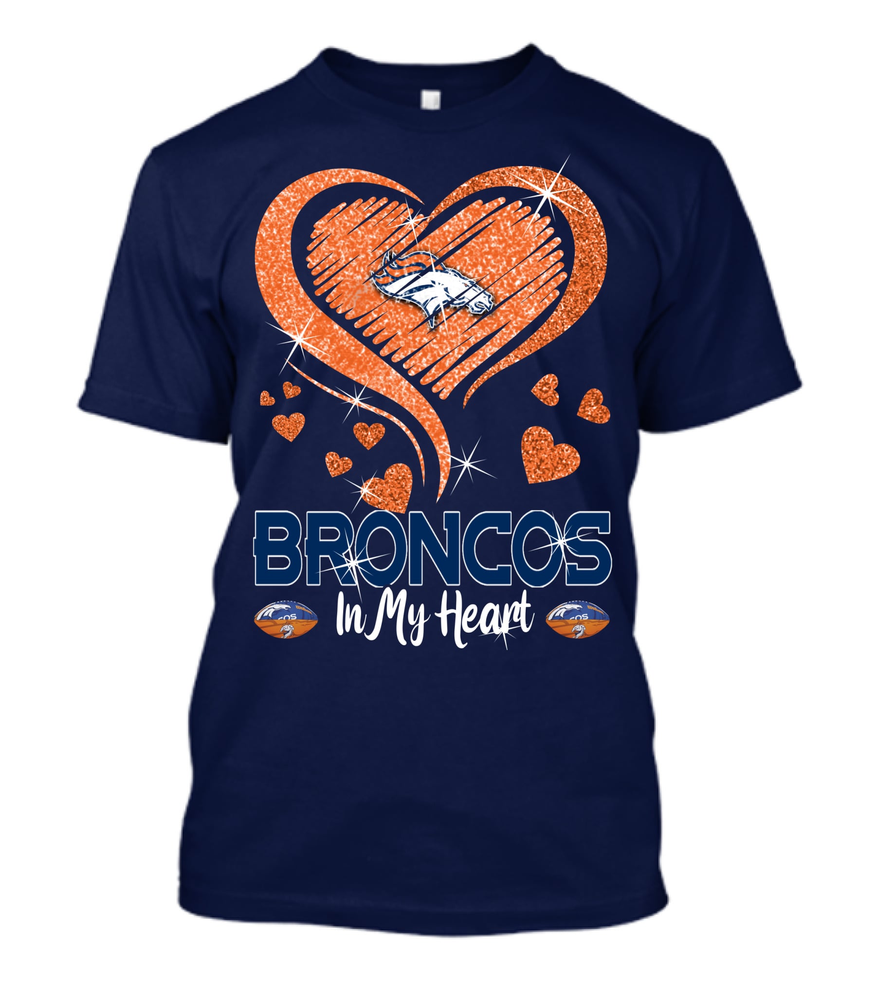 Broncos In My Heart Denver Broncos Love Heart T-Shirt