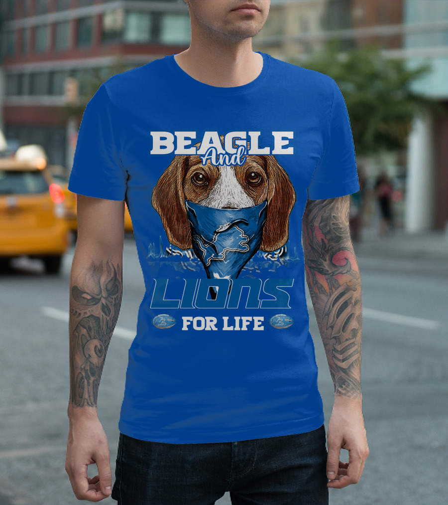 Beagle And Lions For Life Detroit Lions T-Shirt