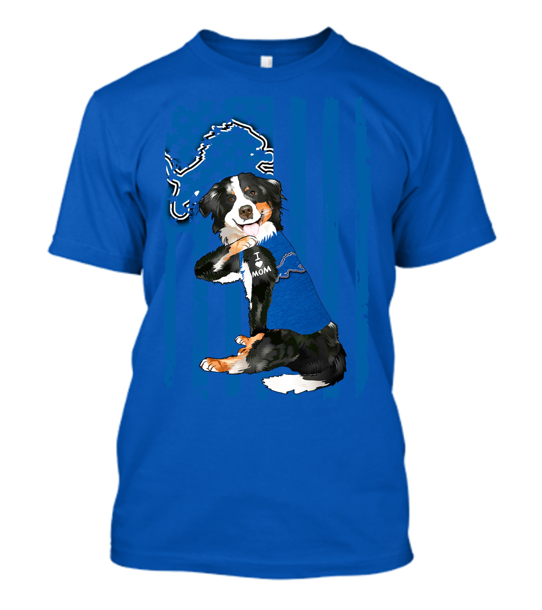 I Love Mom Border Collie Detroit Lions Fan T-Shirt