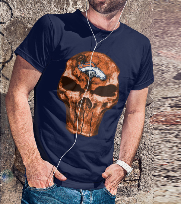 Skull Denver Broncos Logo Skull T-Shirt