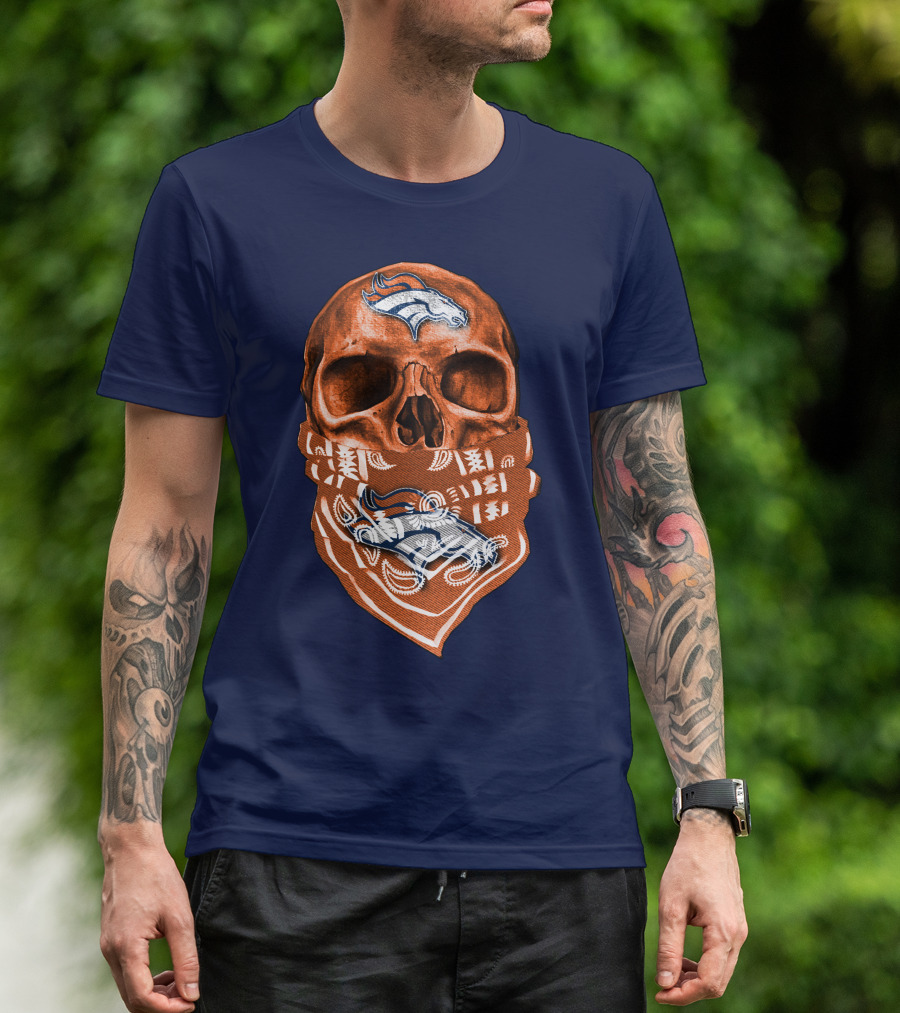 Denver Broncos Skull Bandana T-Shirt