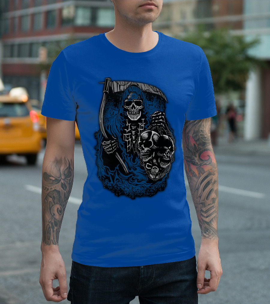 Detroit Lions Grim Reaper Skulls T-Shirt