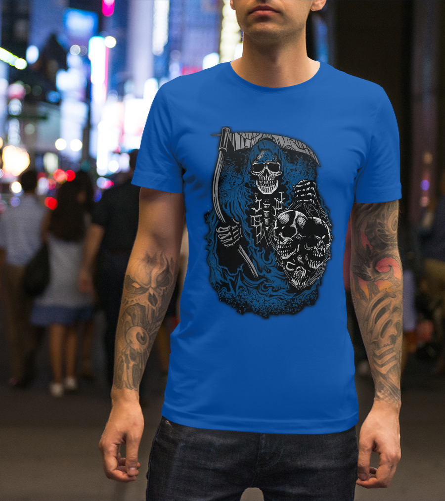 Detroit Lions Grim Reaper Skulls T-Shirt