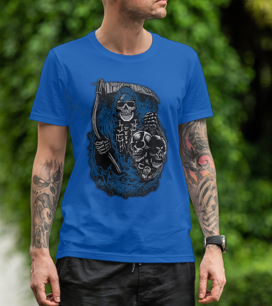 Detroit Lions Grim Reaper Skulls T-Shirt