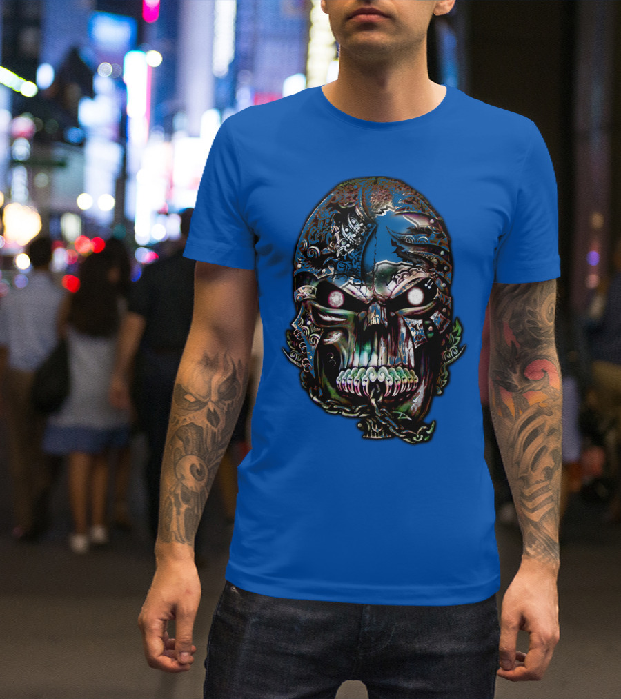 Detroit Lions 65 Skull Artwork T-Shirt