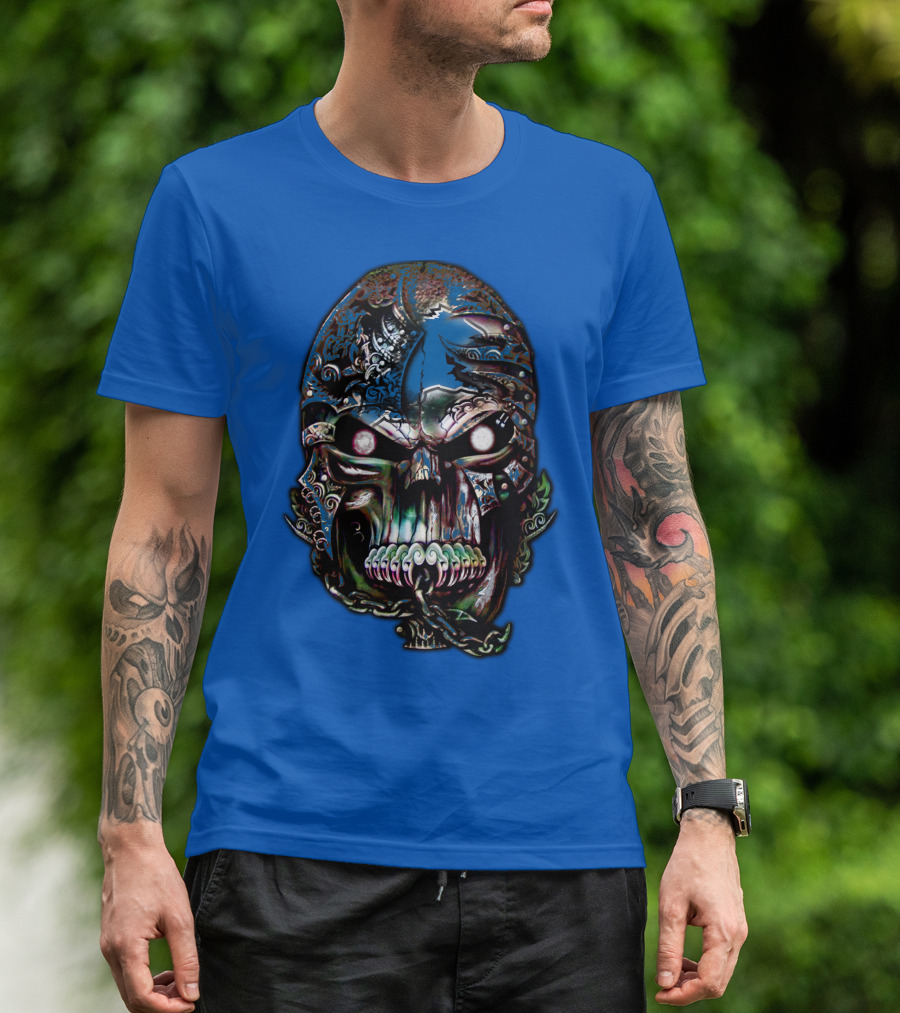 Detroit Lions 65 Skull Artwork T-Shirt