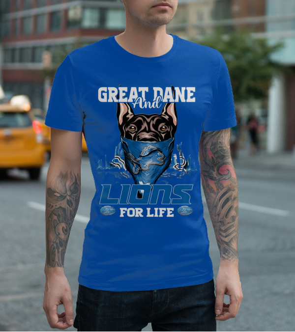 Great Dane And Lions For Life Detroit T-Shirt