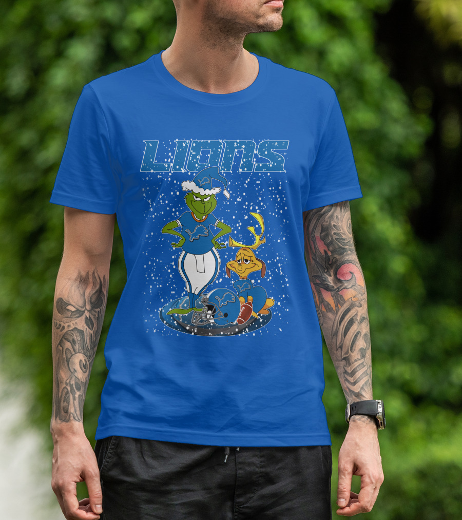 Grinchxmas Detroit Lions Festive Character Crossover T-Shirt