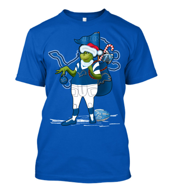 Grinchxmas Detroit Lions Football Holiday Santa Sack T-Shirt
