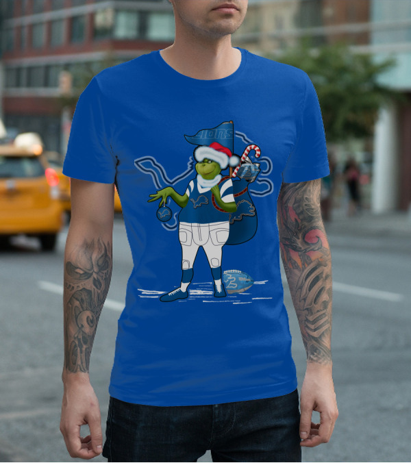 Grinchxmas Detroit Lions Football Holiday Santa Sack T-Shirt