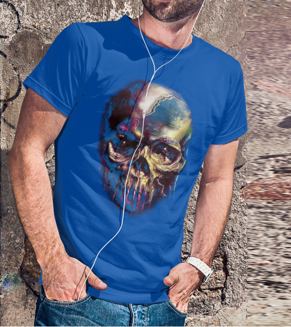 Detroit Lions 25 Skull Design With Blue T-Shirt