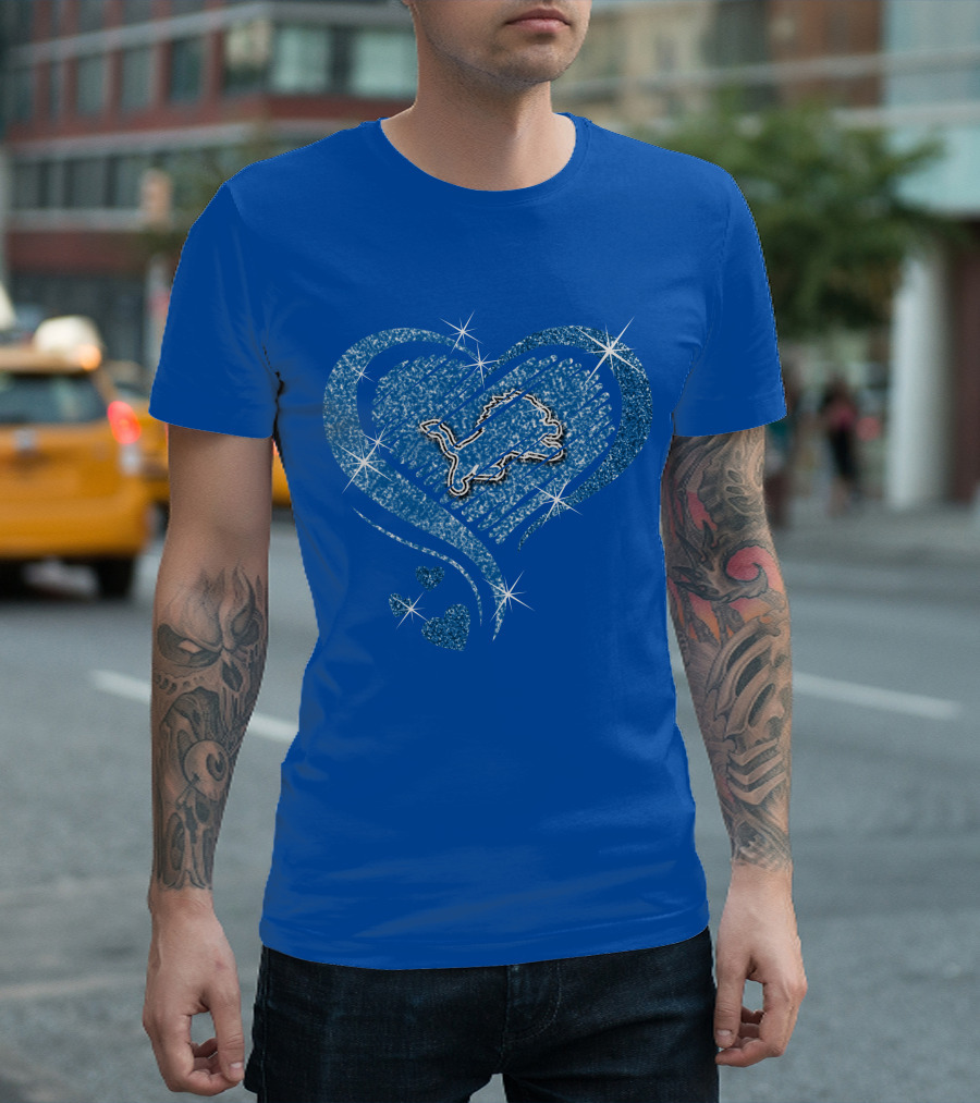 Heart Diamond Detroit Lions Sparkling T-Shirt