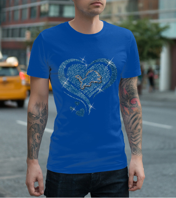Heart Diamond Detroit Lions Sparkling T-Shirt