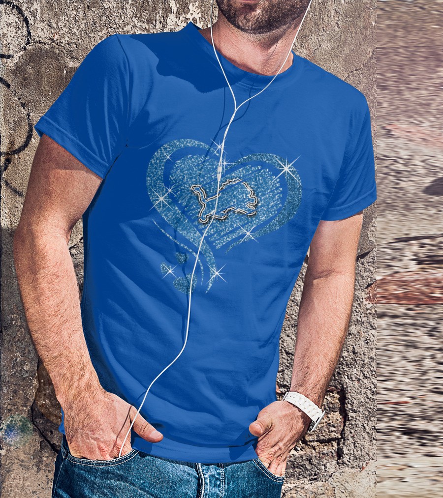 Heart Diamond Detroit Lions Sparkling T-Shirt