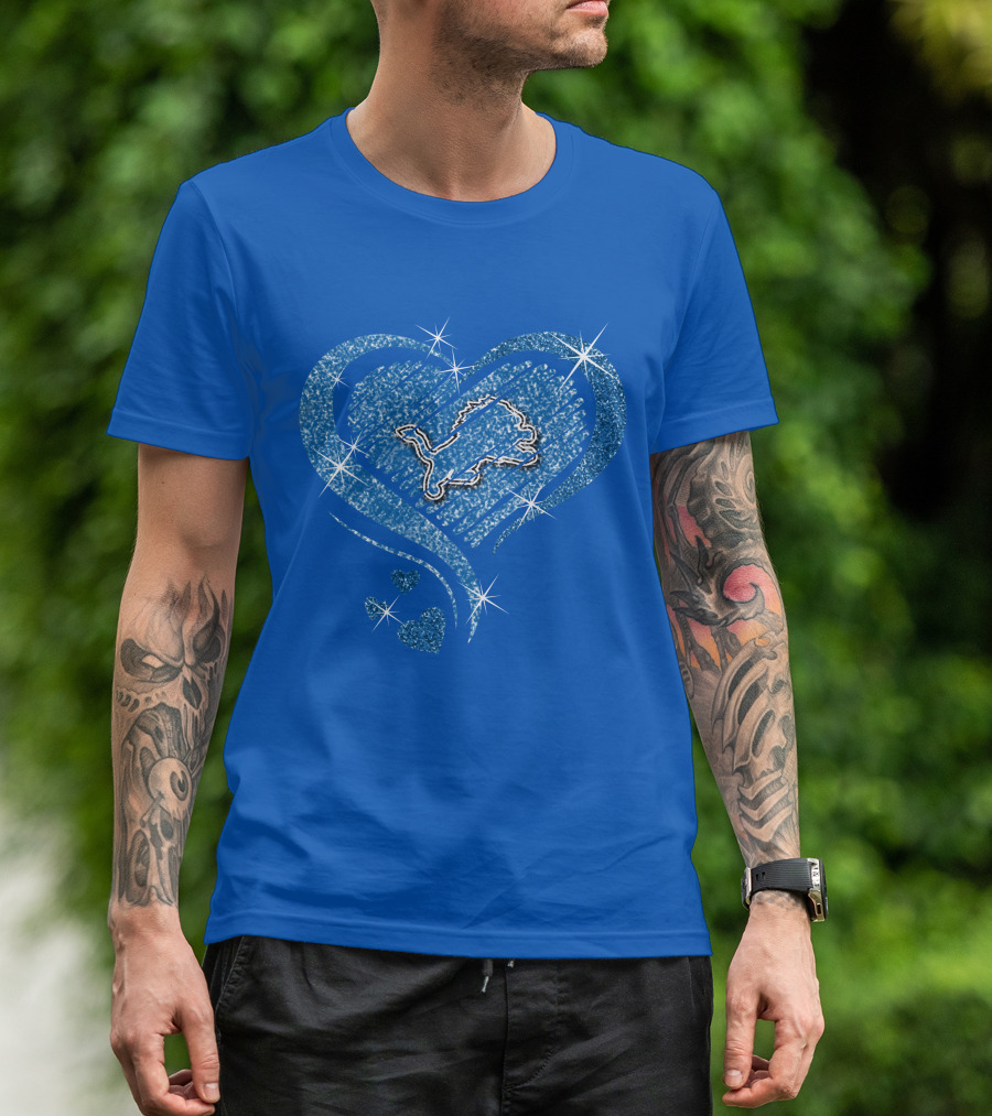 Heart Diamond Detroit Lions Sparkling T-Shirt