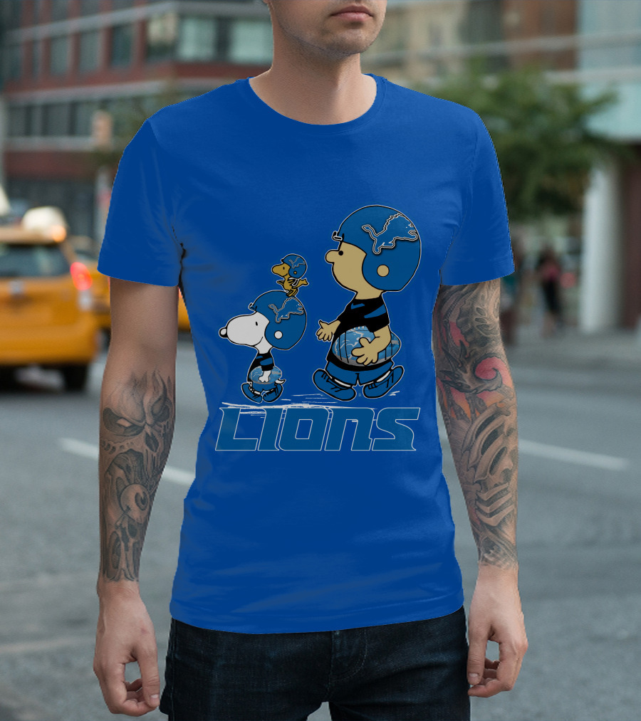 Snpfootball DETROIT LIONS Peanuts Helmet Blue T-Shirt