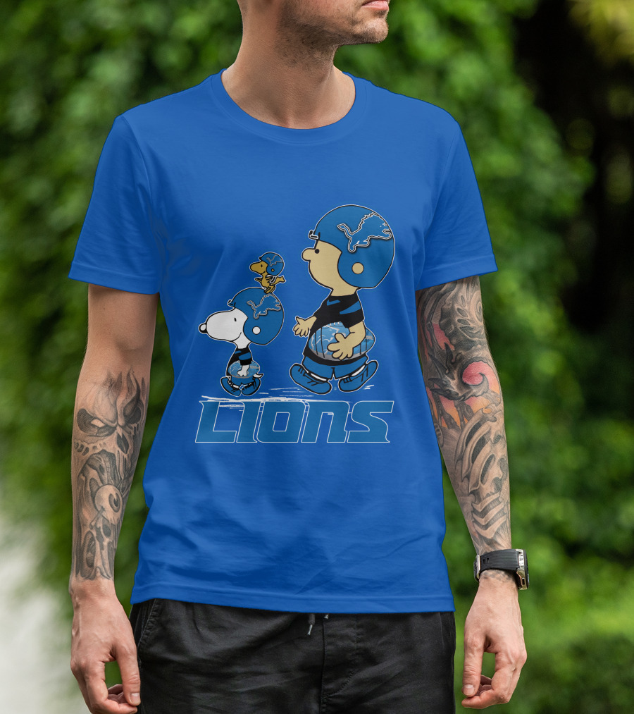 Snpfootball DETROIT LIONS Peanuts Helmet Blue T-Shirt