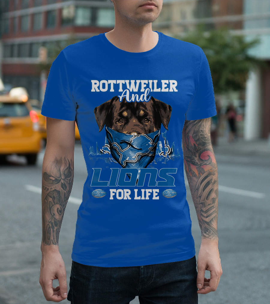 Rottweiler And Lions For Life Detroit Lions T-Shirt