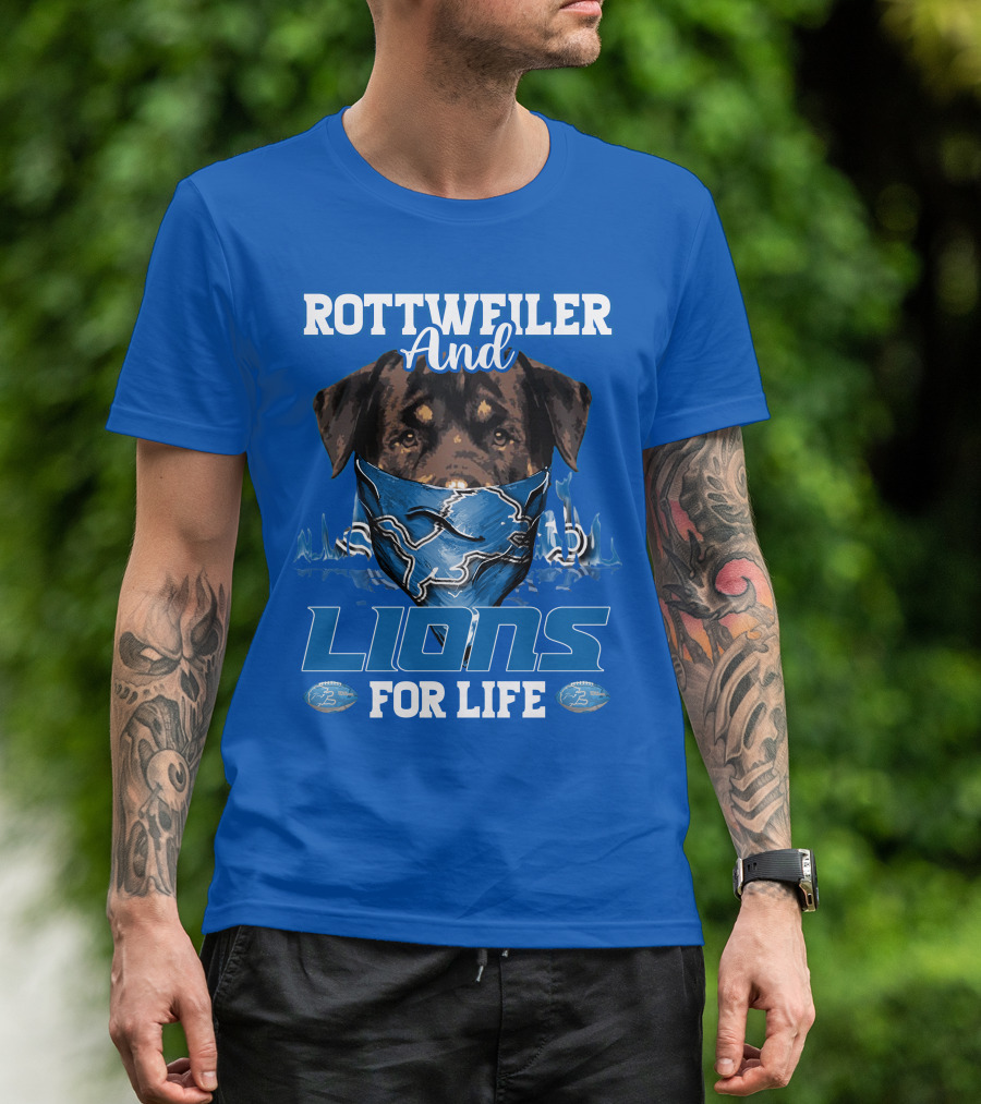 Rottweiler And Lions For Life Detroit Lions T-Shirt