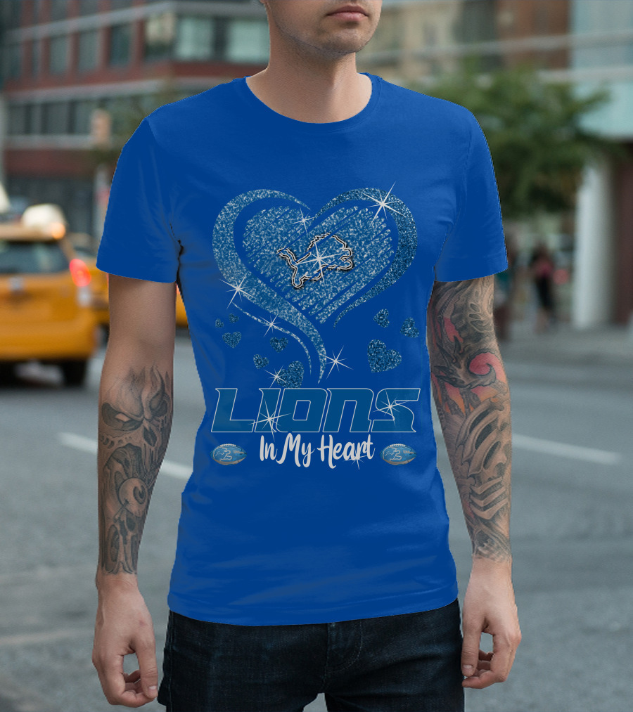 Lions In My Heart Detroit Football Sparkling T-Shirt