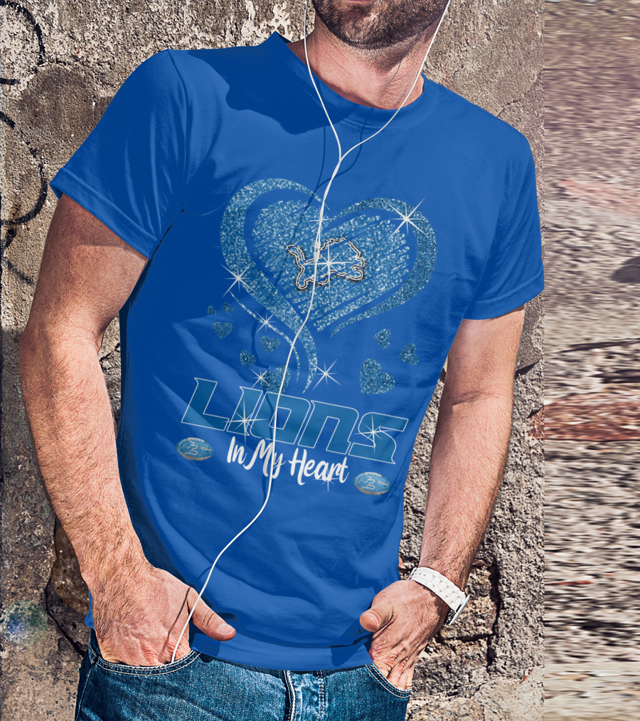 Lions In My Heart Detroit Football Sparkling T-Shirt