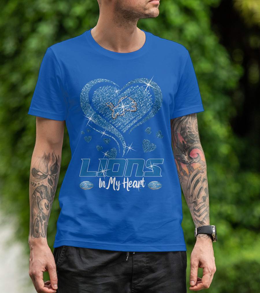 Lions In My Heart Detroit Football Sparkling T-Shirt