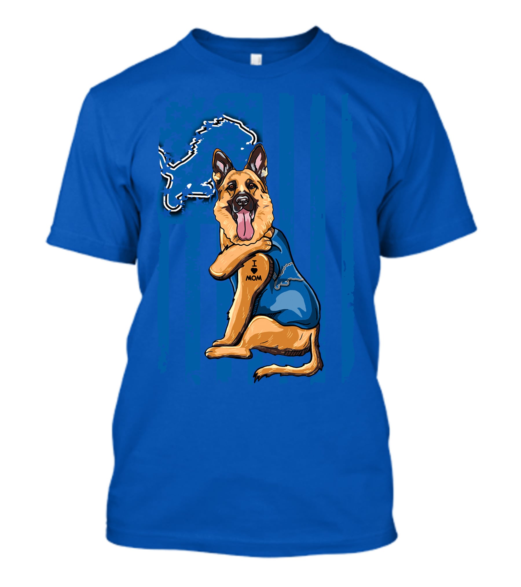 German Shepherd Detroit Lions I Love Mom T-Shirt