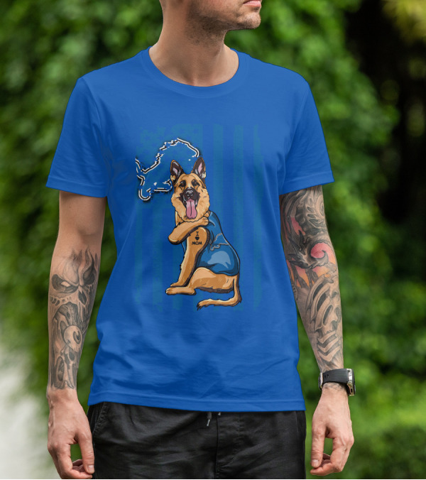 German Shepherd Detroit Lions I Love Mom T-Shirt
