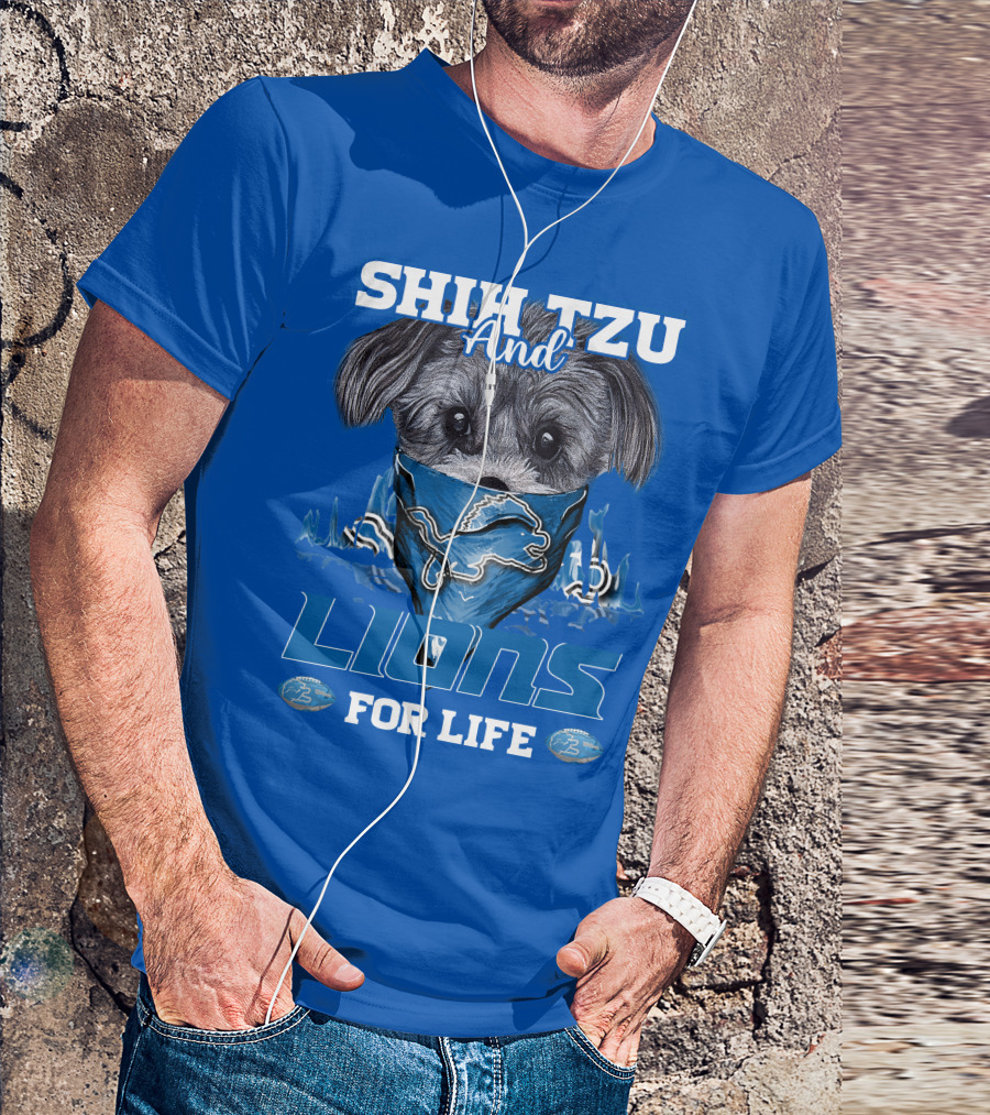 SHIH TZU AND LIONS FOR LIFE DETROIT LIONS T-Shirt