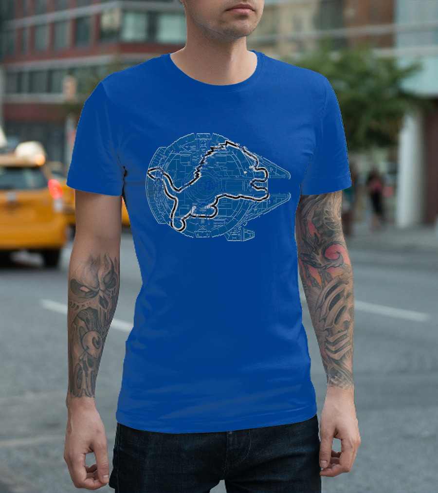 Detroit Lions Millennium Falcon Football Crossover T-Shirt