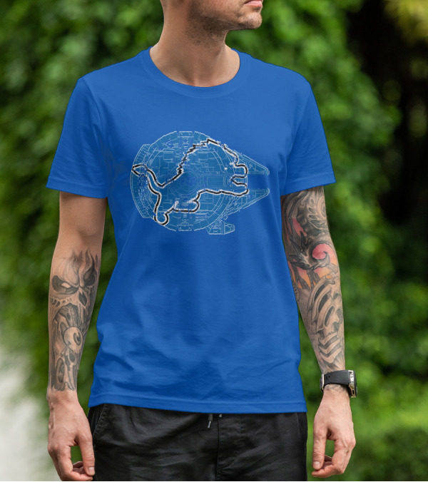 Detroit Lions Millennium Falcon Football Crossover T-Shirt