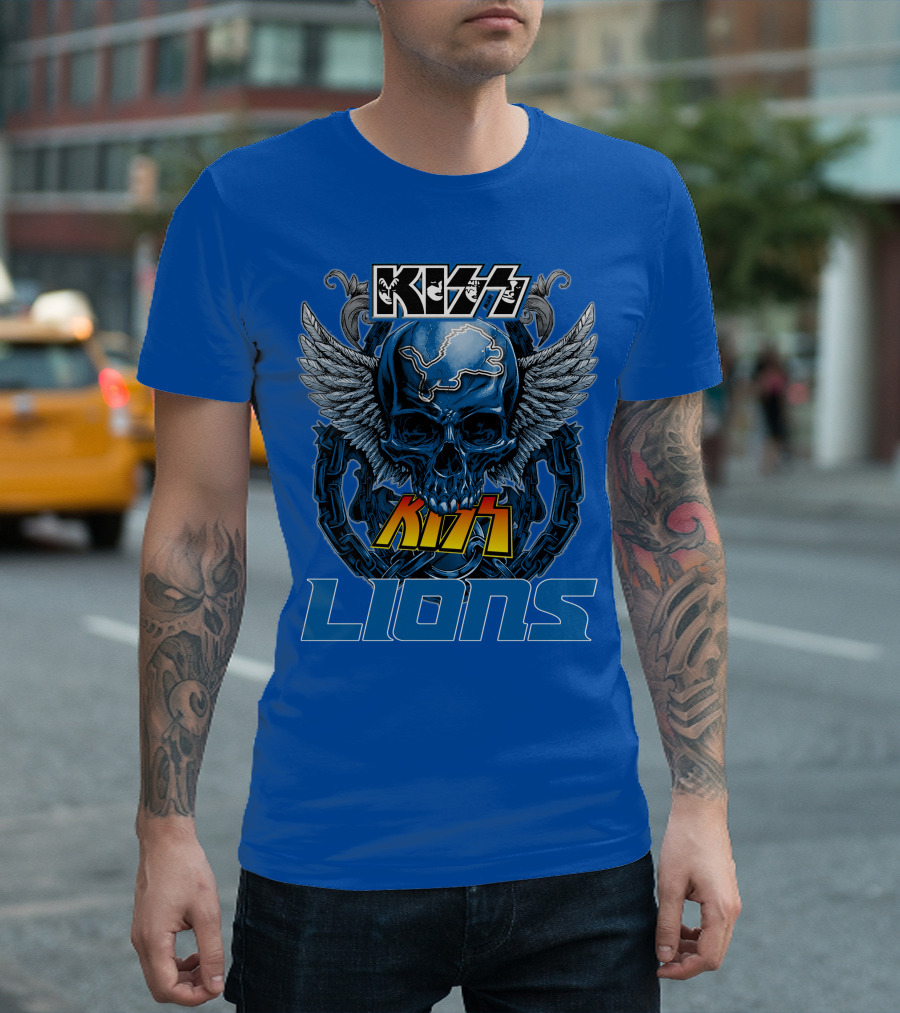 KISS Detroit Lions Skull Wings T-Shirt