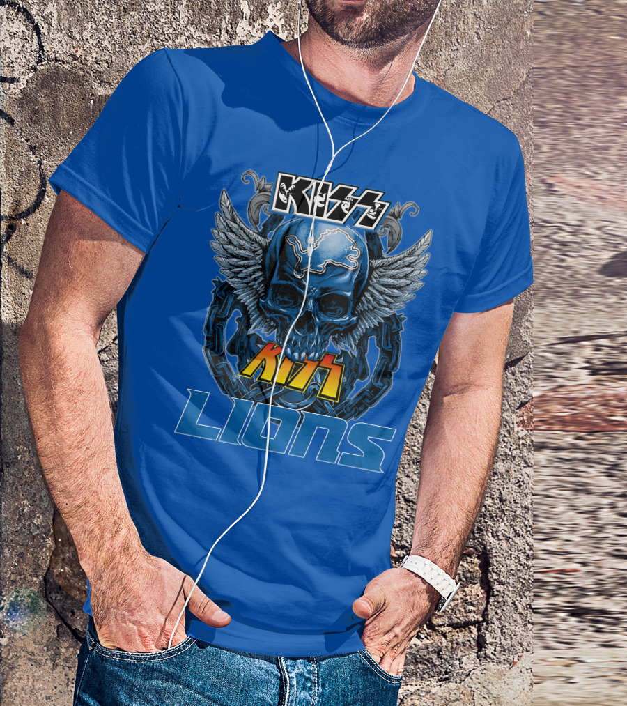 KISS Detroit Lions Skull Wings T-Shirt