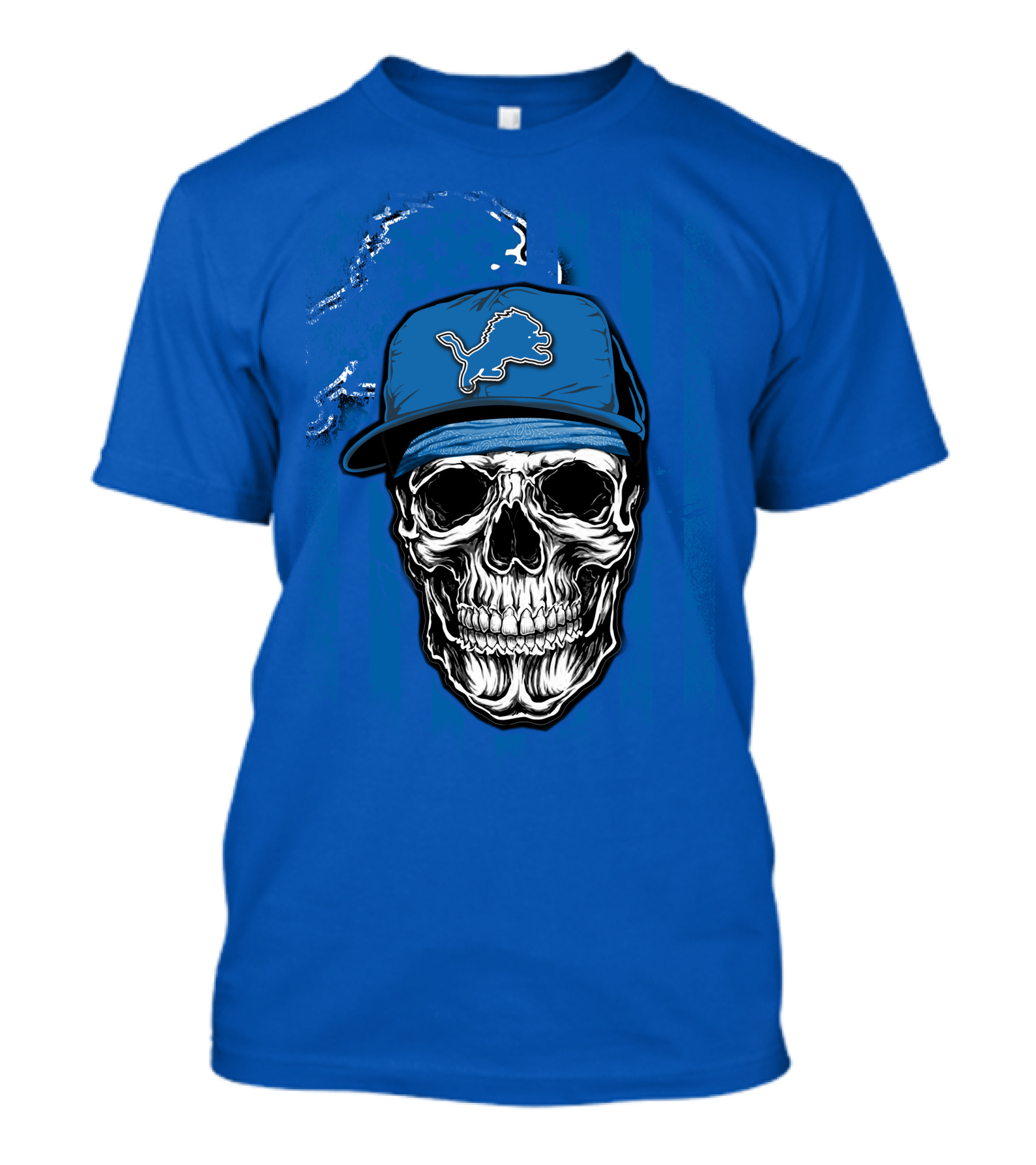 DETROIT LIONS Skull With Cap Sports T-Shirt