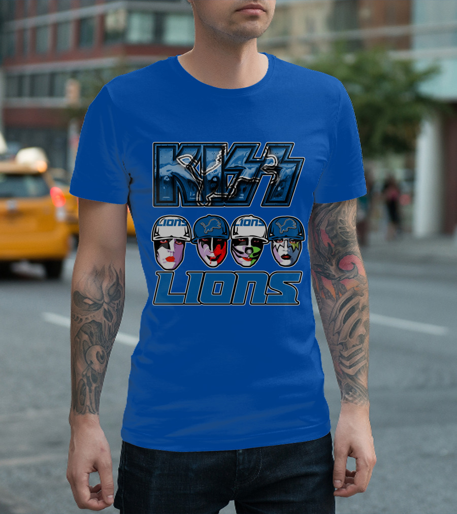 KISS Detroit Lions Face Paint Helmets T-Shirt