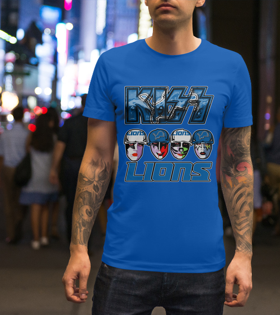 KISS Detroit Lions Face Paint Helmets T-Shirt