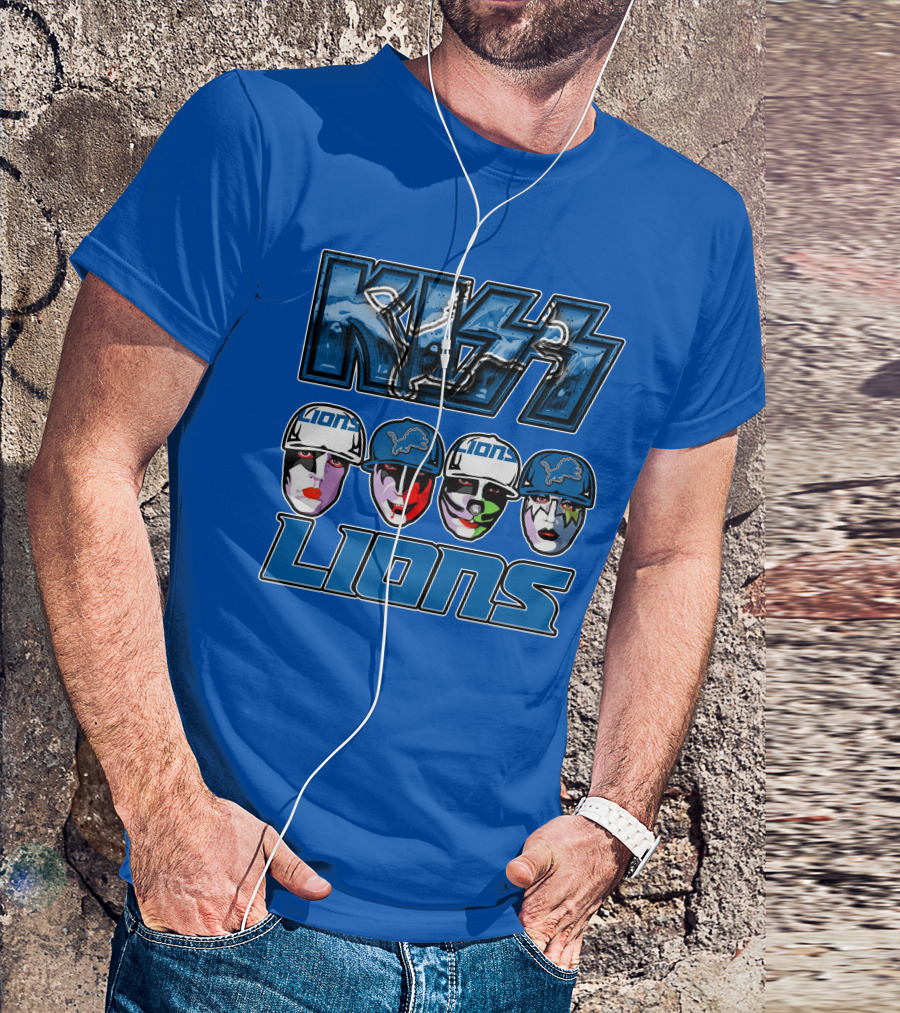 KISS Detroit Lions Face Paint Helmets T-Shirt
