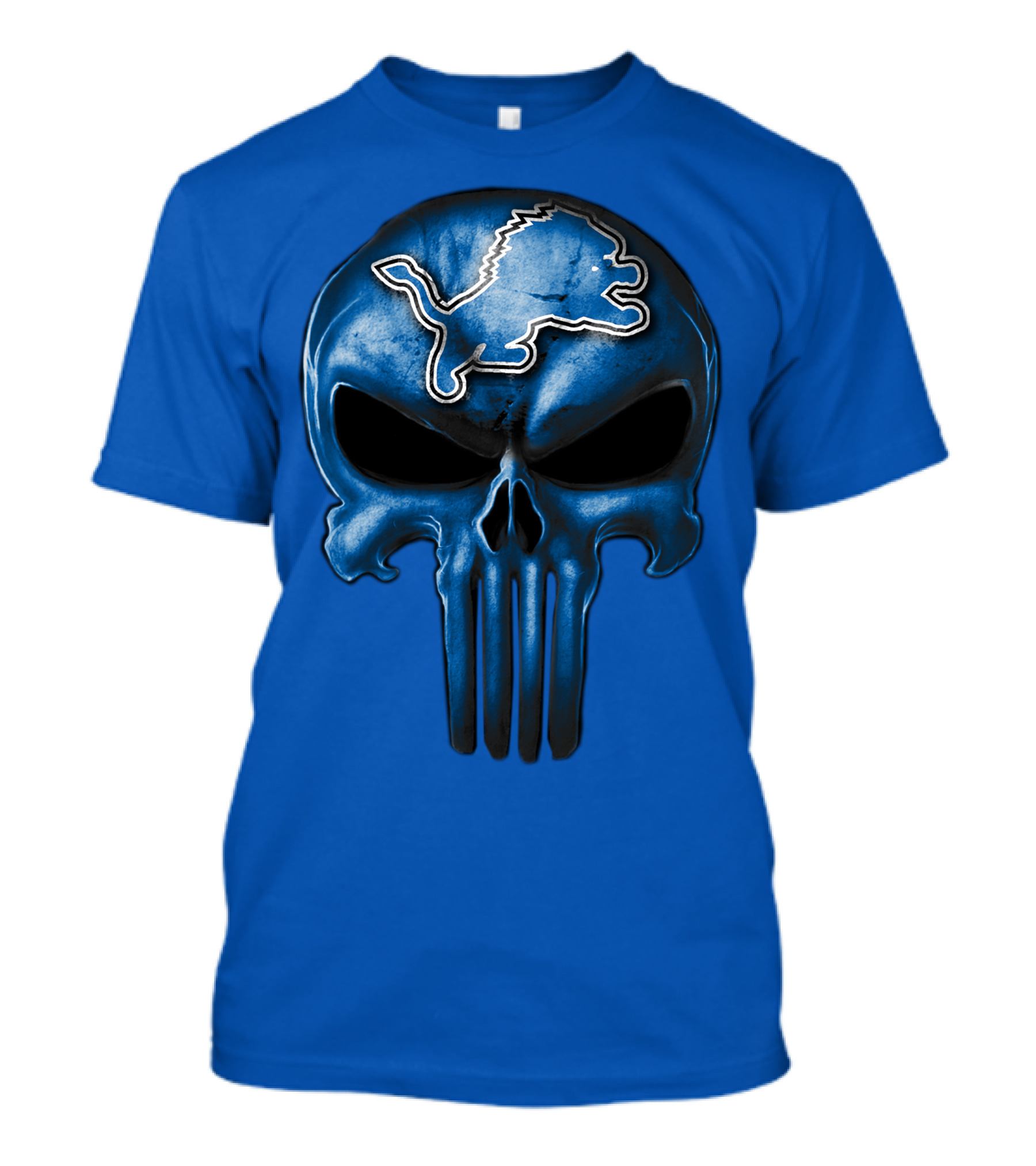 Detroit Lions Skull Logo Punisher T-Shirt