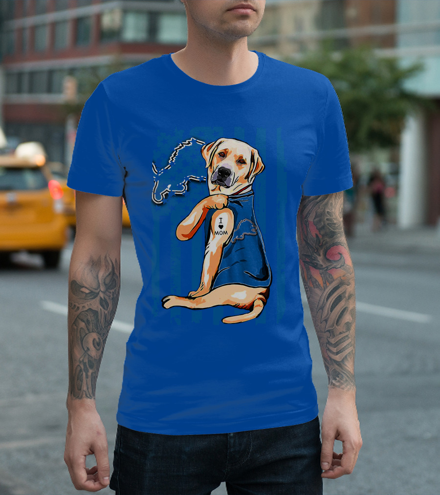 Labrador Retriever I Love Mom Detroit Lions Fan T-Shirt