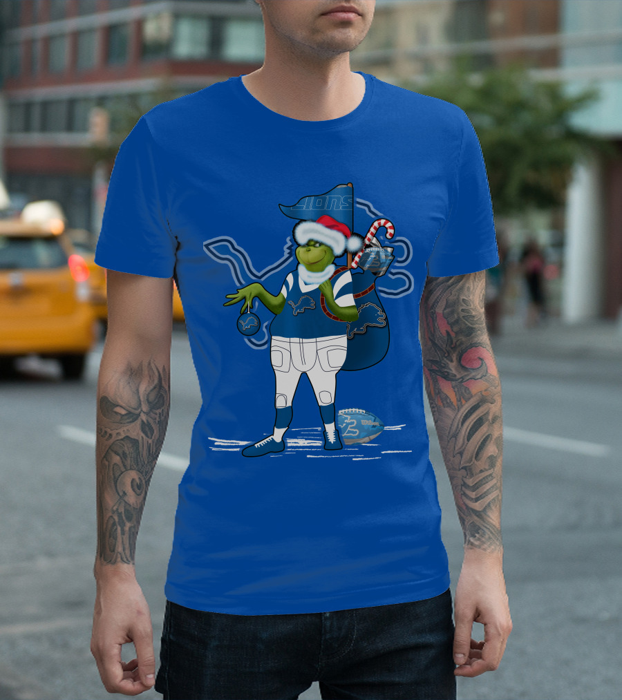 Grinchxmas Detroit Lions Holiday Football T-Shirt