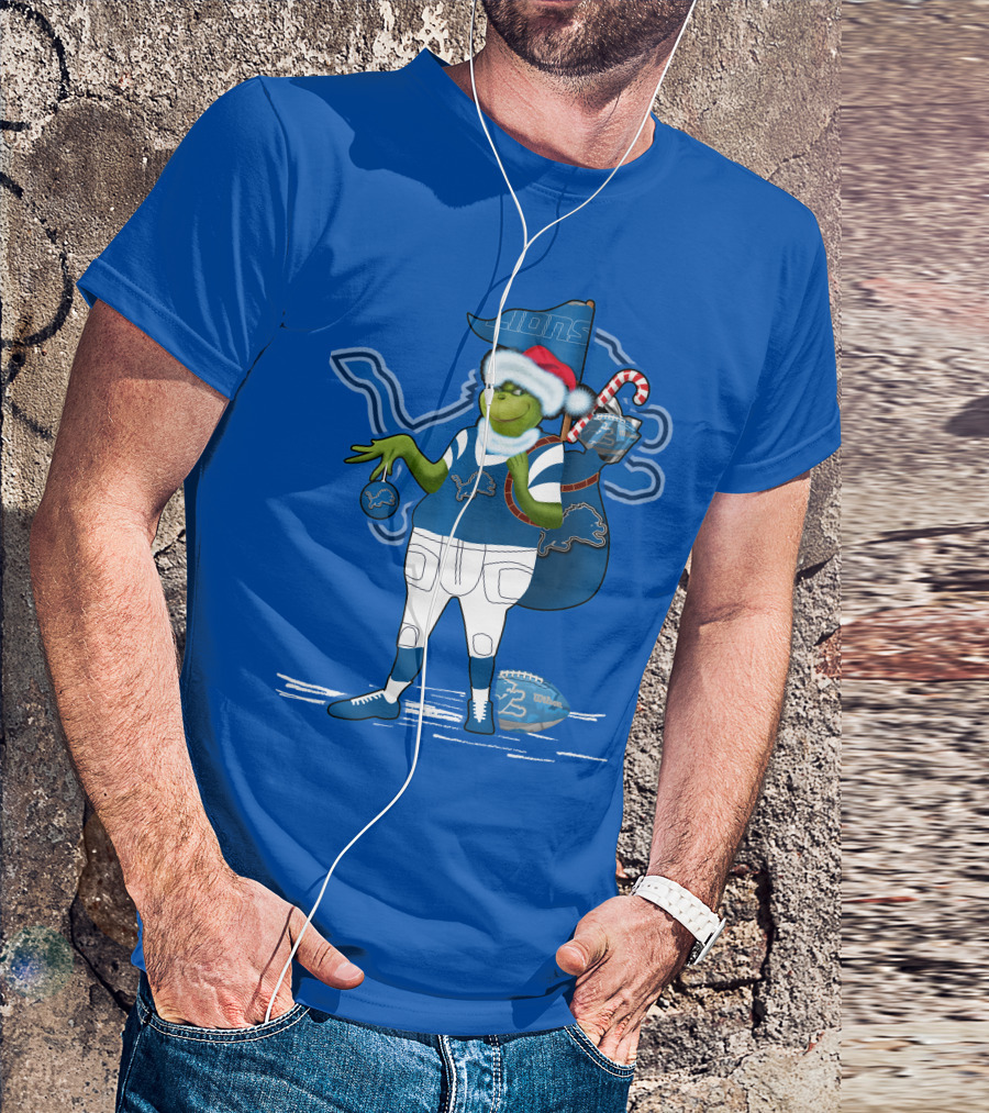 Grinchxmas Detroit Lions Holiday Football T-Shirt