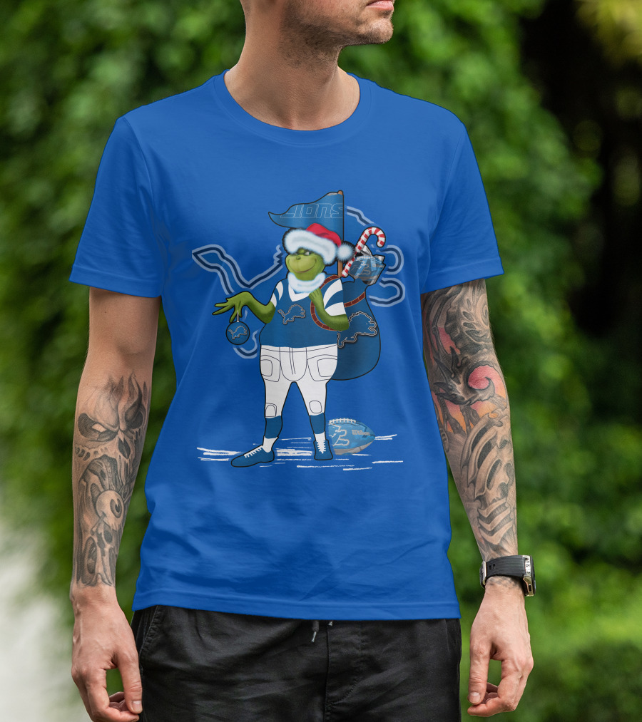 Grinchxmas Detroit Lions Holiday Football T-Shirt