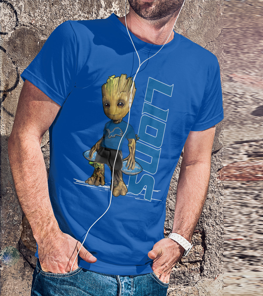 Groot Detroit Lions NFL Team Groot T-Shirt