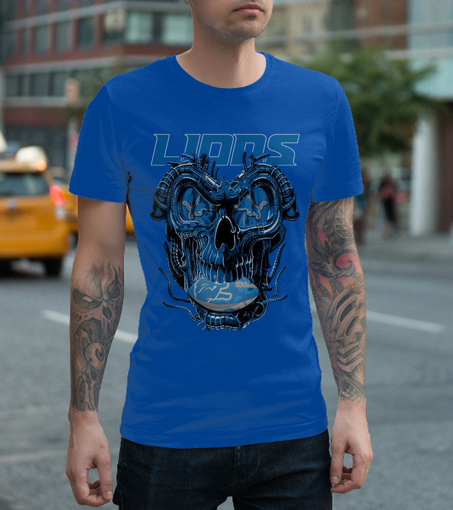 DETROIT LIONS Dragonskull Football Fusion T-Shirt