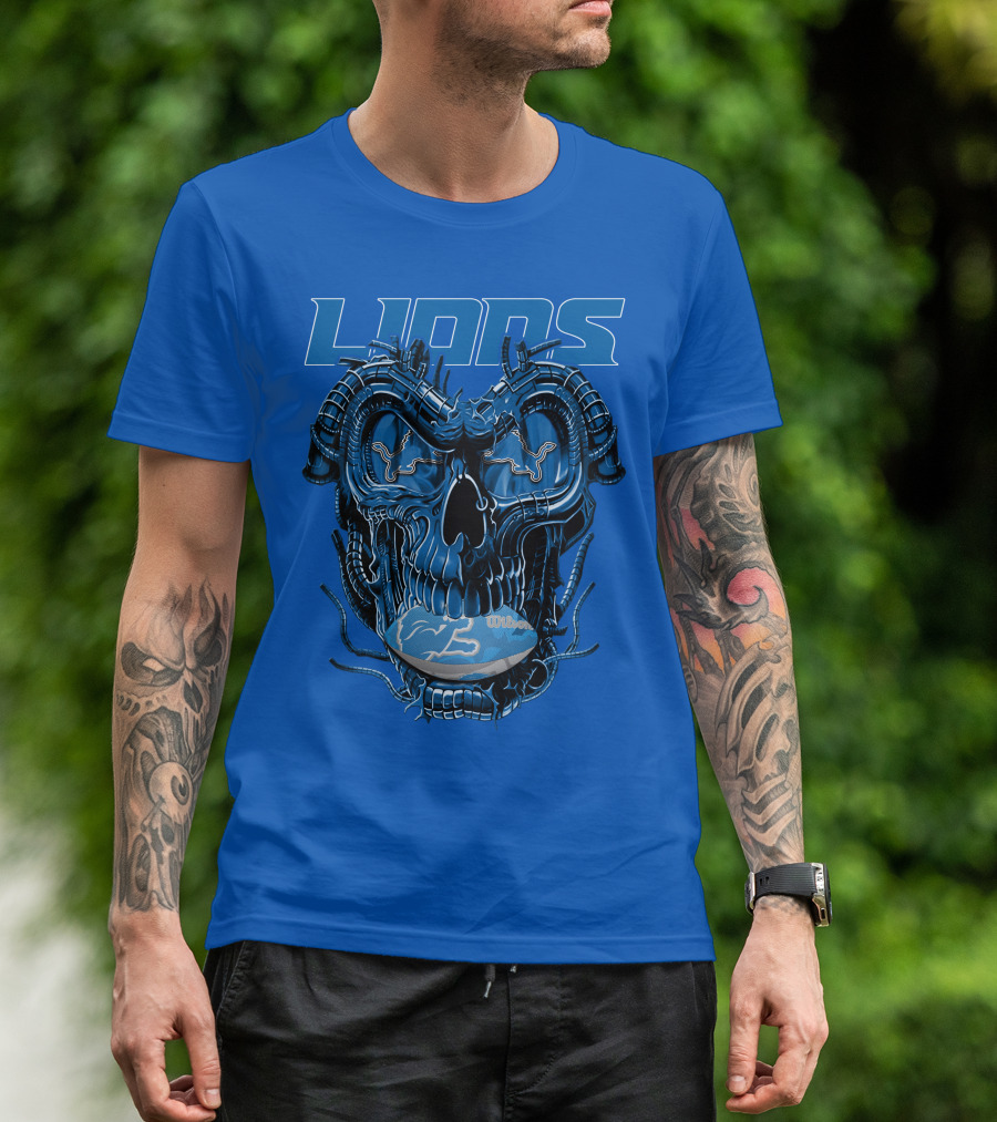 DETROIT LIONS Dragonskull Football Fusion T-Shirt