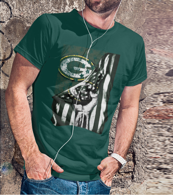 Flag V1 Green Bay Packers Stars And Stripes Power Fist T-Shirt