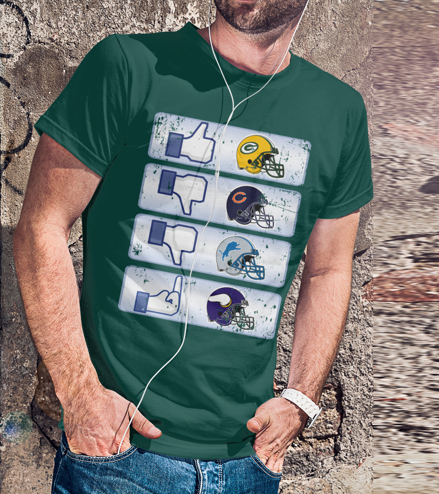 Green Bay Packers Chicago Bears Detroit Lions Minnesota Vikings Nfl Rivalry Icons T-Shirt